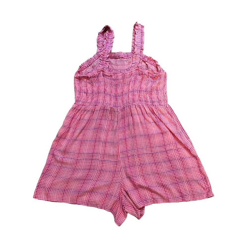 BP . Smocked Bodice Romper in‎ Pink Geodot Plaid Size Medium - Picture 4 of 7